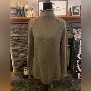 L.L. Bean Olive Green Raglan Roll Neck Sweater